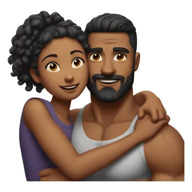 realistic portrait of fit girl hugging a man with a short beard and muscular build sticker