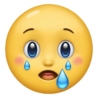 Emoji, yellow round laughing tilted ahead face with blue tears of fun sticker