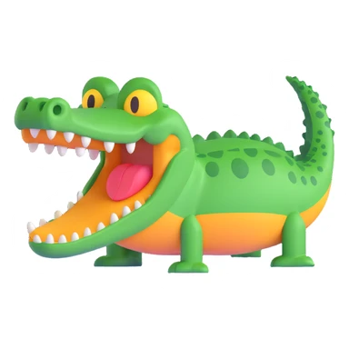 cartoon crocodile, Microsoft Fluent style 3D emoji sticker