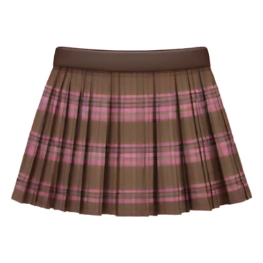 Brown and pink tartan pleated mini skirt, isolated sticker