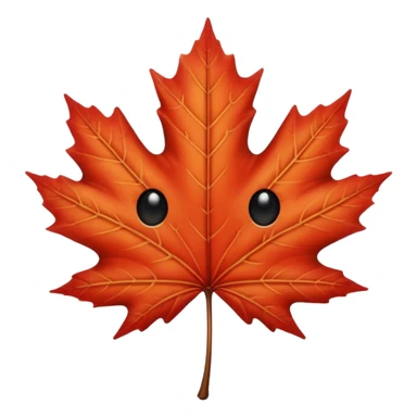 emoji, feuille d'érable couleur vermeille, deux yeux ronds noirs brillants sticker