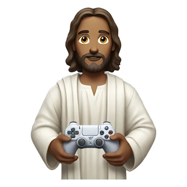 Jesus holding a PlayStation 5 controller sticker