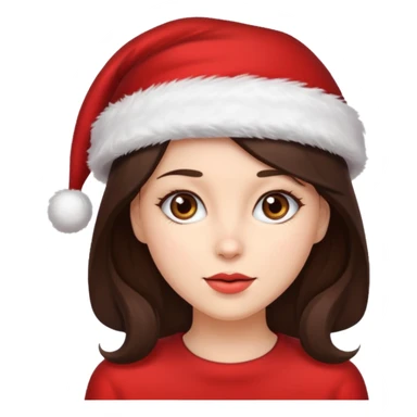 brunette woman with wearing Santa sticker