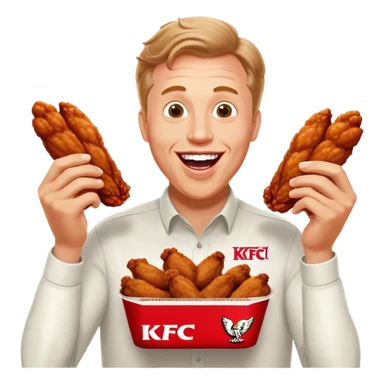 "Create an emoji of a white man holding KFC chicken wings with a happy and excited expression. Make sure to add the text 'KFC ABSOLUTE CINEMA' in large, bold letters, covering the entire screen and standing out clearly. This text must be included. Use a vibrant and expressive style."





 sticker