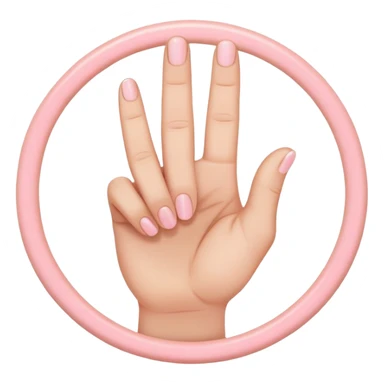 hand gesture with thumb above index finger forming a circle, middle finger and ring finger intertwined, pinky finger slightly spaced out sticker