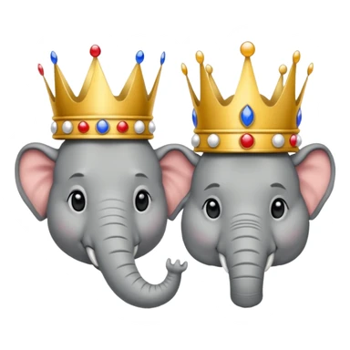 (Democratic Party) elephant facing (Republican Party) donkey neither wearing a crown.  Put face of Donald Trump wearing a crown in between them sticker