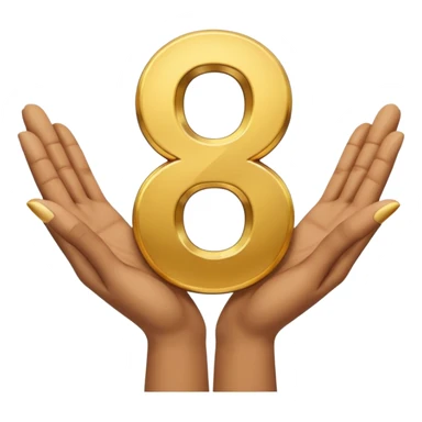Two open separate hands. The one on the left has the number 6 on top of it floating and the other one has 7 on top of it floating sticker