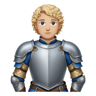 medieval battle armor worn by a DnD themed fantasy character. basic steel breastplate over a padded arming doublet. armor only above the waist. The armor full waist. The character's haven't arms. character is blonde hair blue eyes short curly hair light-skinned man. sticker