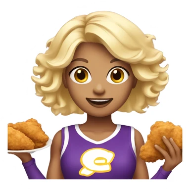 blonde cheerleader holding fried chicken in a purple uniform sticker