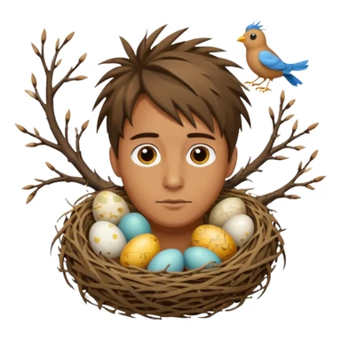 Man who has a Birds Nest for hair sticker