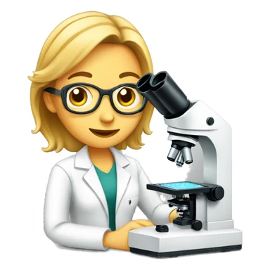 female research scientist working with microscope sticker