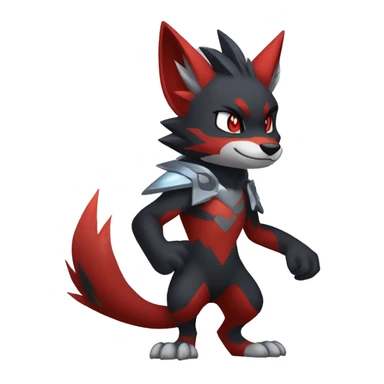 Black Cool Edgy Anthro Quilava Litten Zoroark Zorua Fakémon  with White and Red Edgy markings sticker