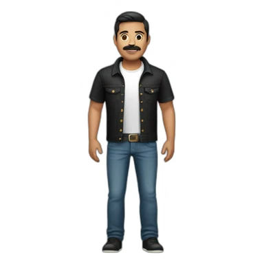 a full body mexican gentleman with black Tshirt and jeans sticker