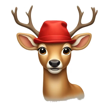 Deer wearing a red hat sticker