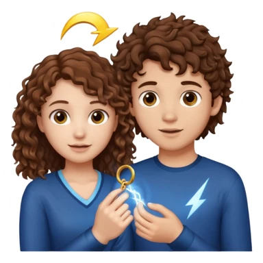 a 15 year old girl with brown curly hair but she has lightnings in it with a brown haired boy who gave her a promise ring sticker