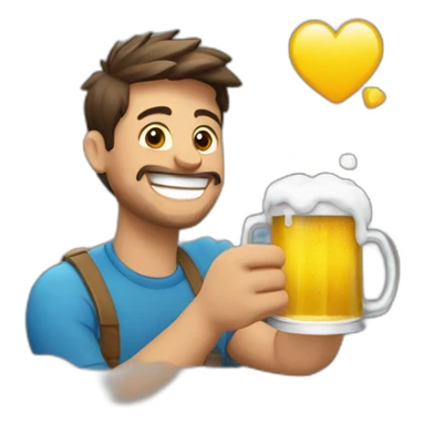 emoji feliz con cerveza en la mano sticker