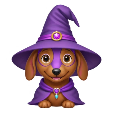 Dachshund dog wear purple wicth hat sticker