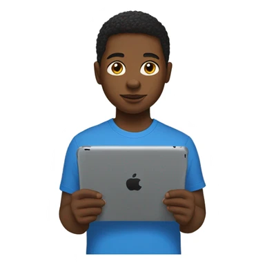 Black boy with iPad in hand with blue Nike shirt on  sticker