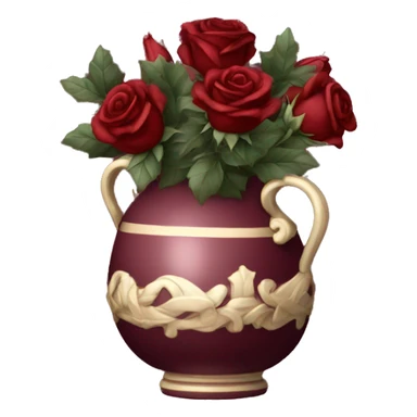 maroon Christmas vase with roses sticker