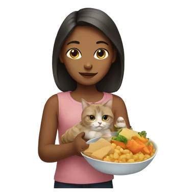 girl with cat and food sticker