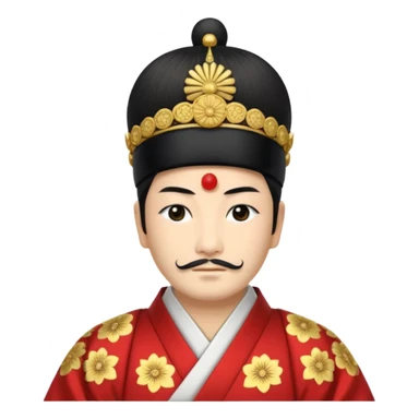 Japanese emperor, Edo period, wearing ceremonial ho and kanmuri, regal pose sticker