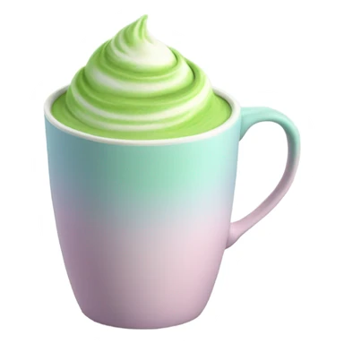 Realistic Matcha latte in pastel mug sticker