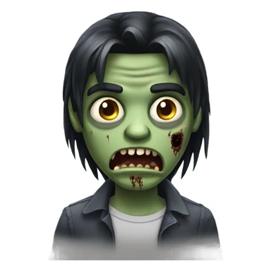 scary boy zombie with medium long dark hair sticker