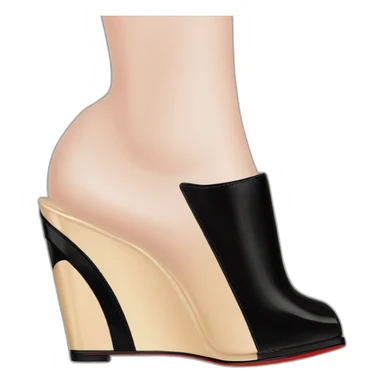 One WEDGE heel LOUBOUTIN black leather PATENT sticker