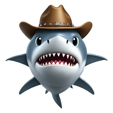Shark with cowboy hat and small arms sticker