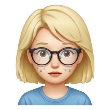 nerd messy girl with acne and glasses sticker