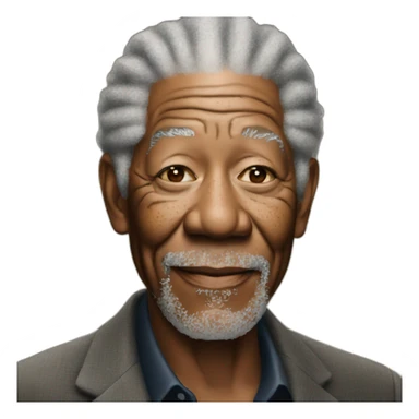 Morgan Freeman with an aureol sticker