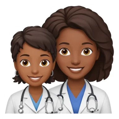 black female doctor and white technician no white coat on technician sticker