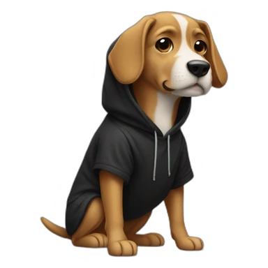 Dog wearing a black hoodie  sticker