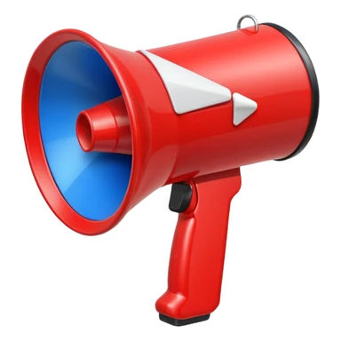 megaphone with a play button sticker