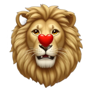 Lion with red heart sticker