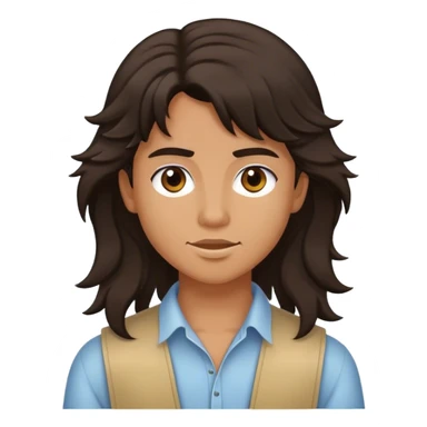 matt girl with mullet wavy dark hair sticker