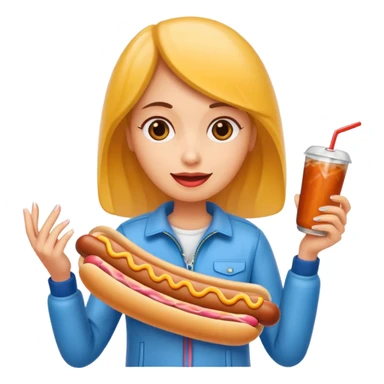 tourist woman holding hot dog sticker