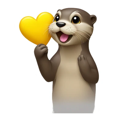 Otter with yellow heart on paw blowing kisses sticker