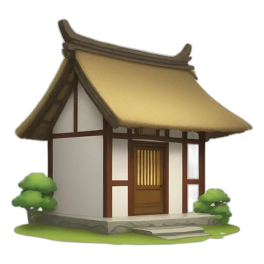 a simple house with a thatched roof in the Chinese style sticker