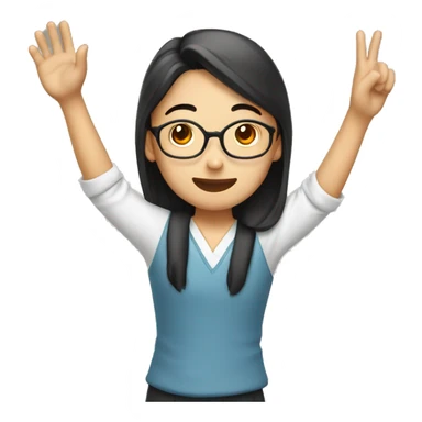 aisian students raising hand sticker