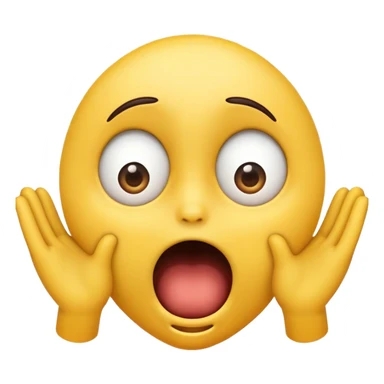 "A surprised emoji face with wide-open eyes and an open mouth, while both hands slide over the mouth in a shocked or gasping expression. sticker
