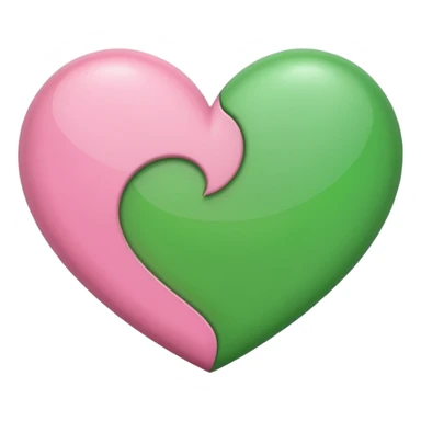 half pink half green heart sticker