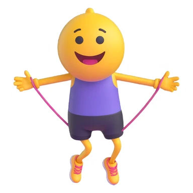 3D emoji of a person jumping rope sticker