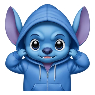 Stich wearing a blue hoodie ￼ sticker