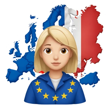 Europe styled student. Europe map with flags inside of the map is on the background  sticker