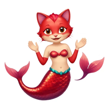 cat mermaid red saying hello sticker
