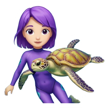 Purple girl Sea turtle in the ocean sticker