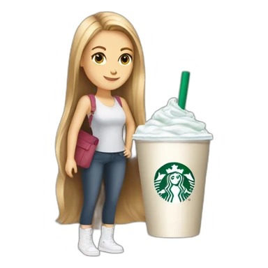 Starbucks cup cold drink with long white girl with Luis vittuon Bag sticker