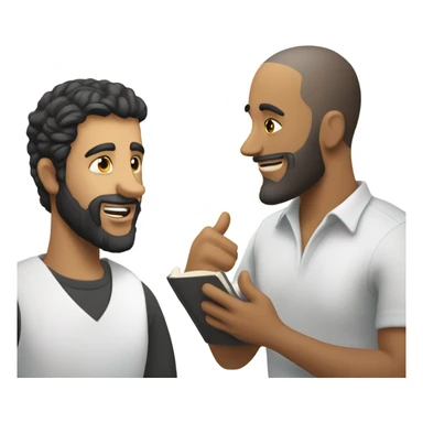 Bald Hispanic man with beard and brunette man with beard in a bible discipleship meeting  sticker