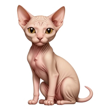hairless sphynx cat full body sitting winking sticker
